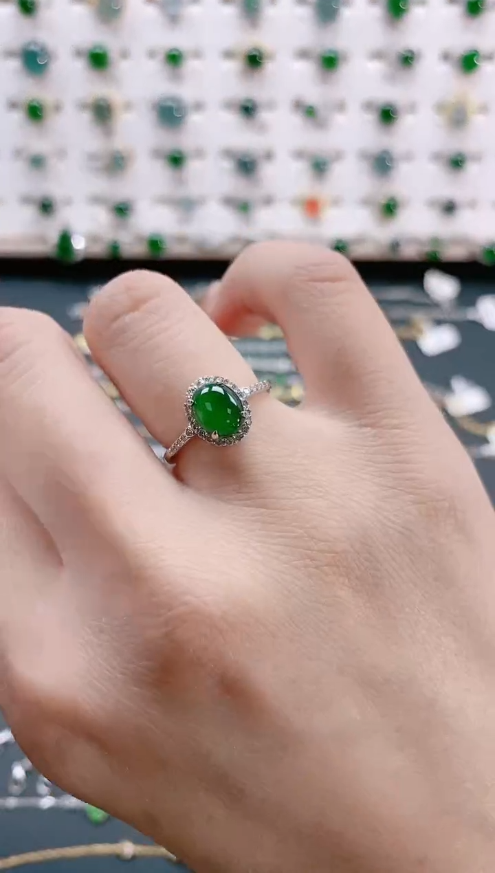 【闪购商品】翡翠戒指银S925镶嵌天然翡翠