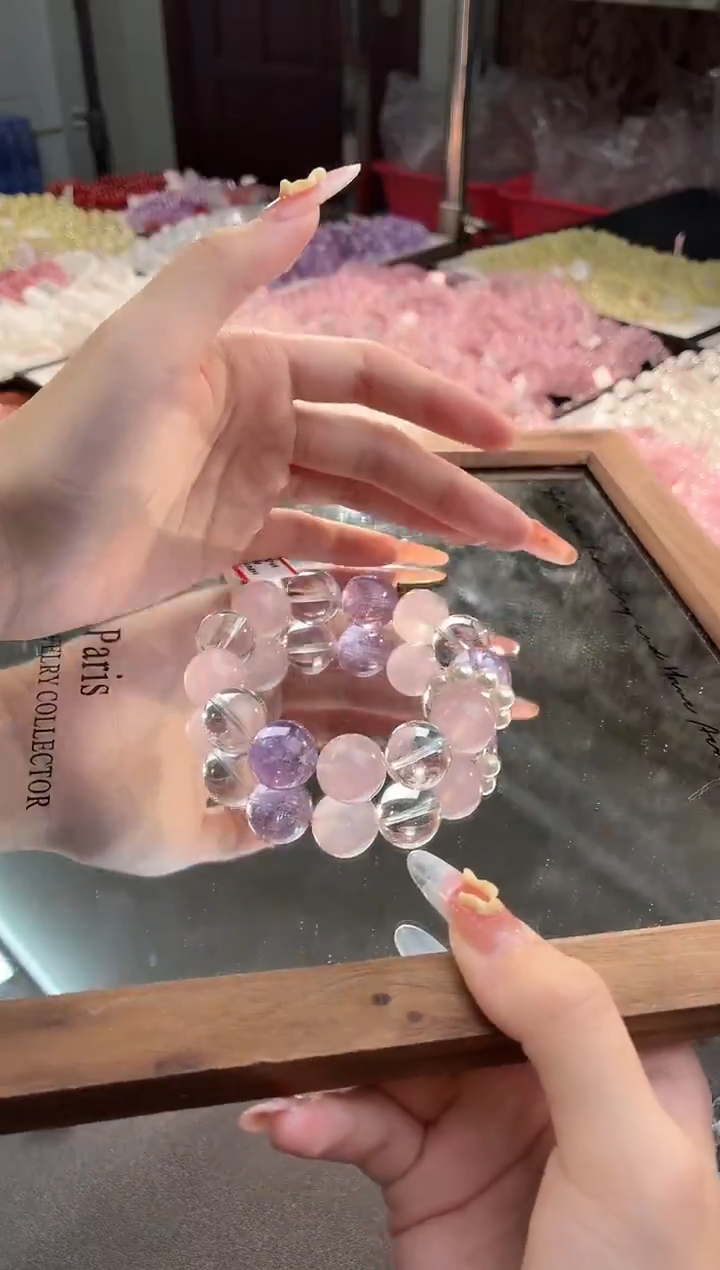 未镶嵌手串水晶天然粉水晶设计款手串