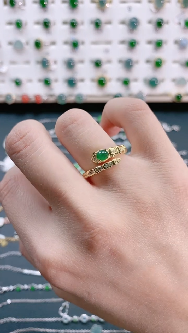 【闪购商品】翡翠戒指银S925镶嵌天然翡翠