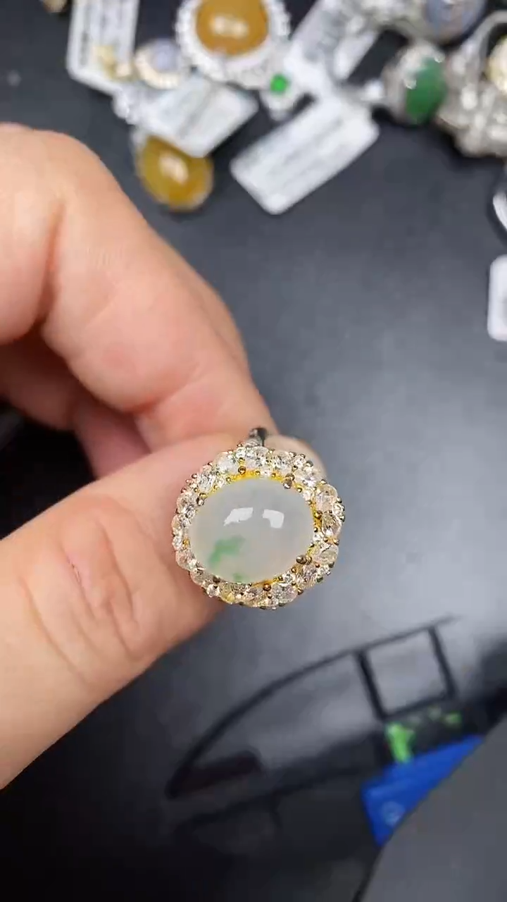 银S925镶嵌戒指翡翠1800