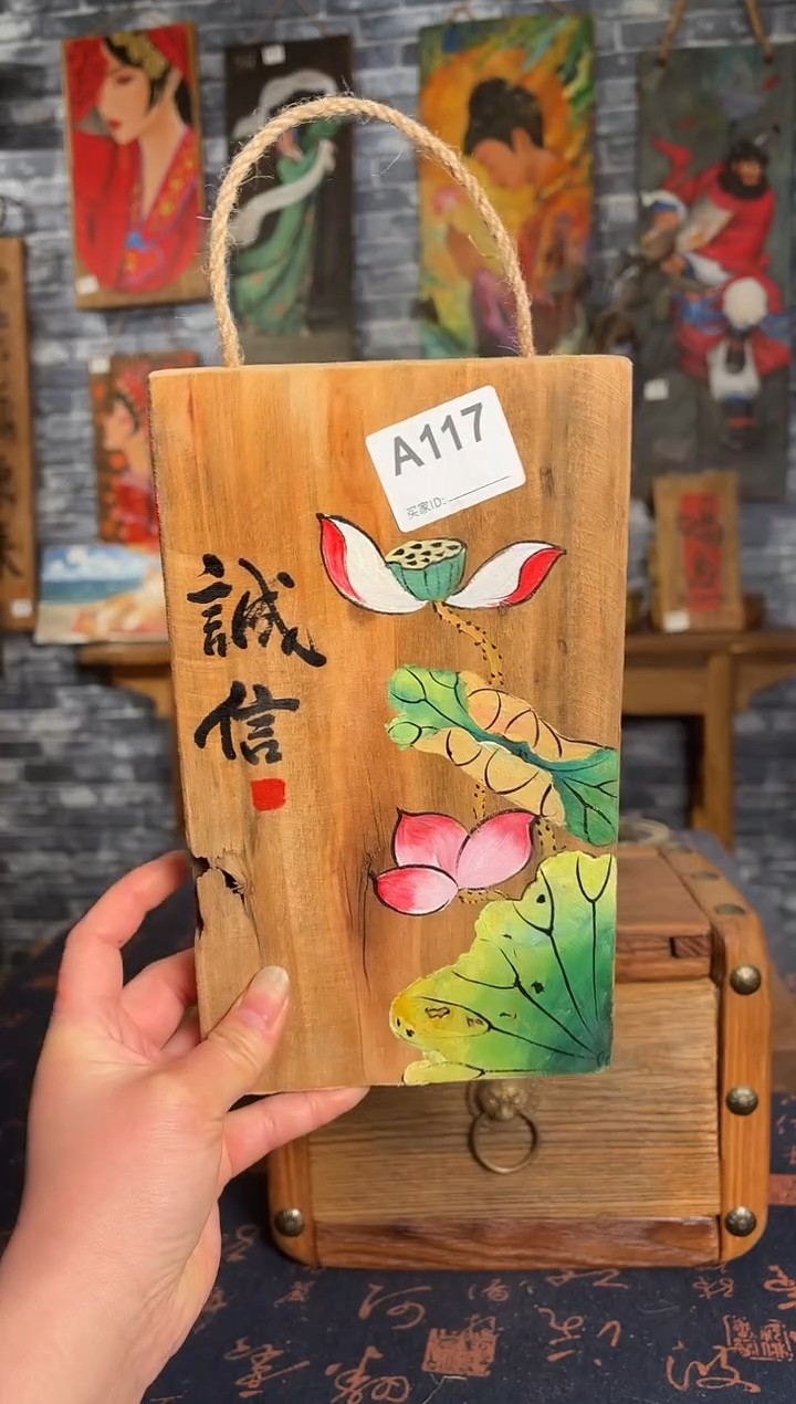 风化老门板丙烯画