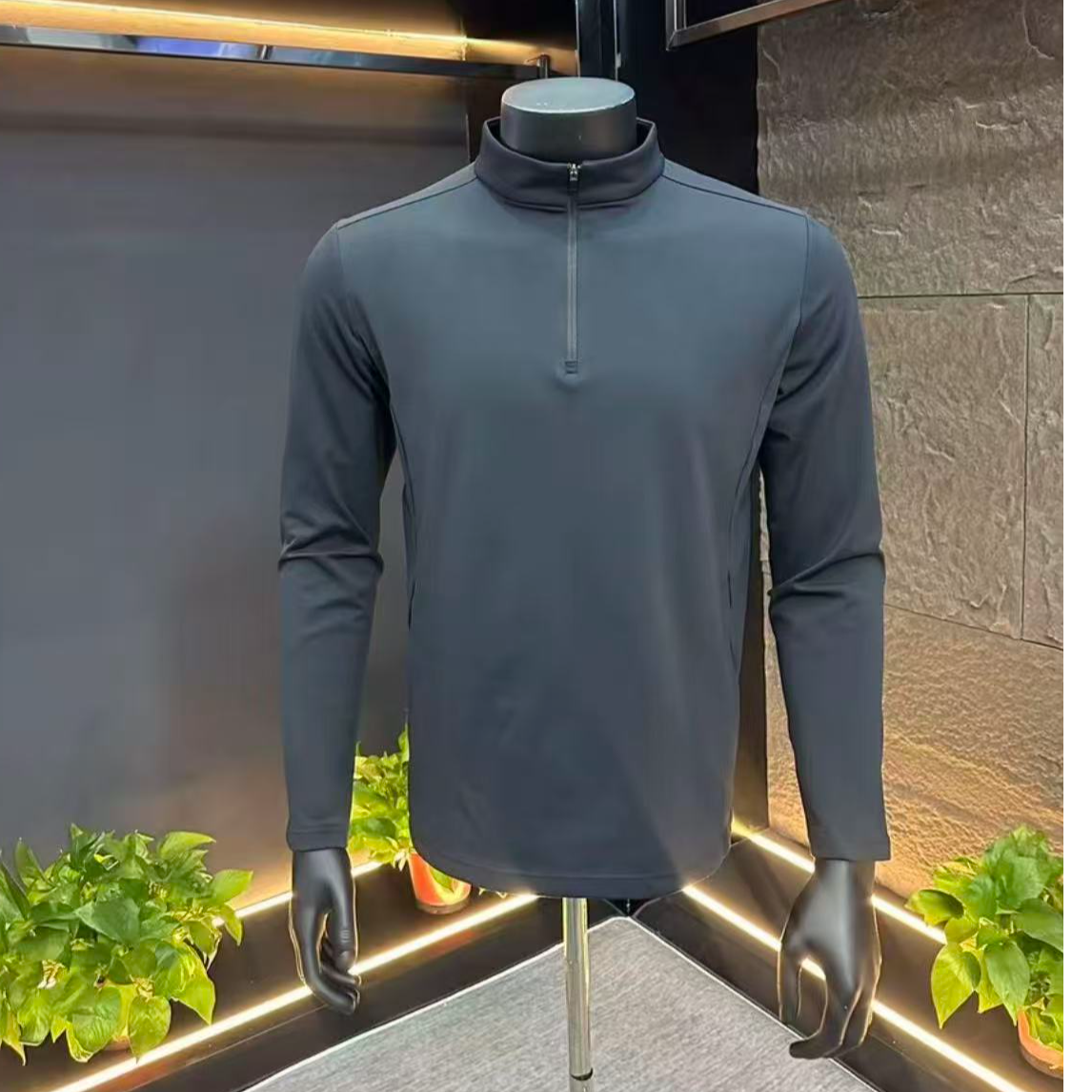 秋冬新款加绒运动时尚立领半拉链翻领拉链卫衣长袖休闲常规保暖