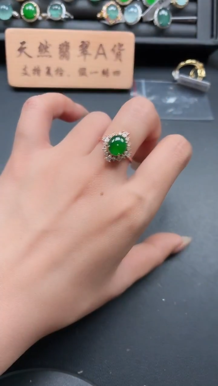 银S925镶嵌戒指翡翠111