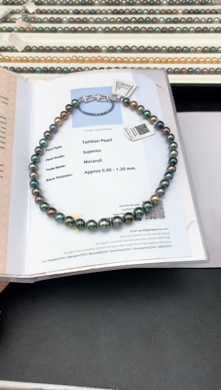 【闪购商品】海水珍珠项链银S925镶嵌海水大溪地珍珠项链8-11