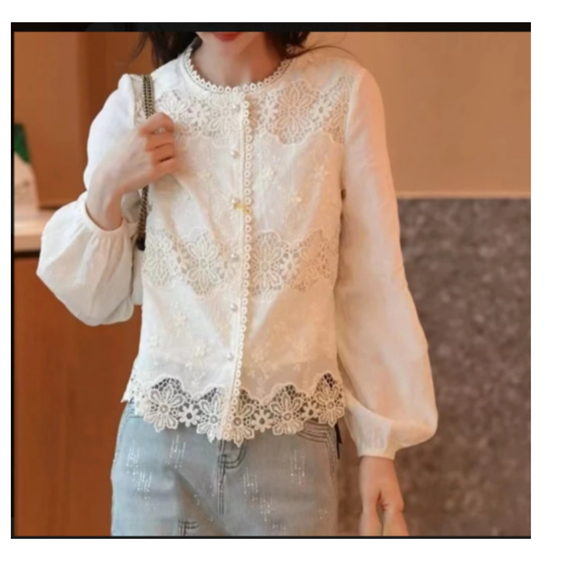 [法式镂空]蕾丝花边白衬衫女长袖气质减龄洋气衬衣2025春新款