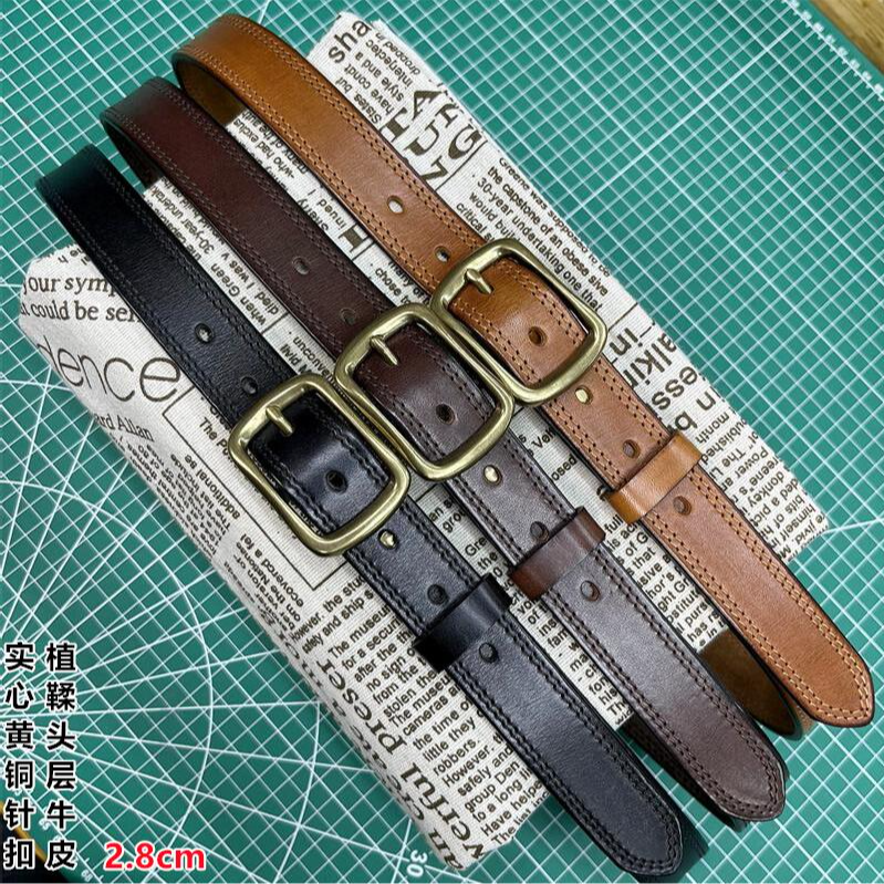 2.8cm宽女式头层纯牛皮新款女士皮带时尚真皮复古头层真牛皮腰带
