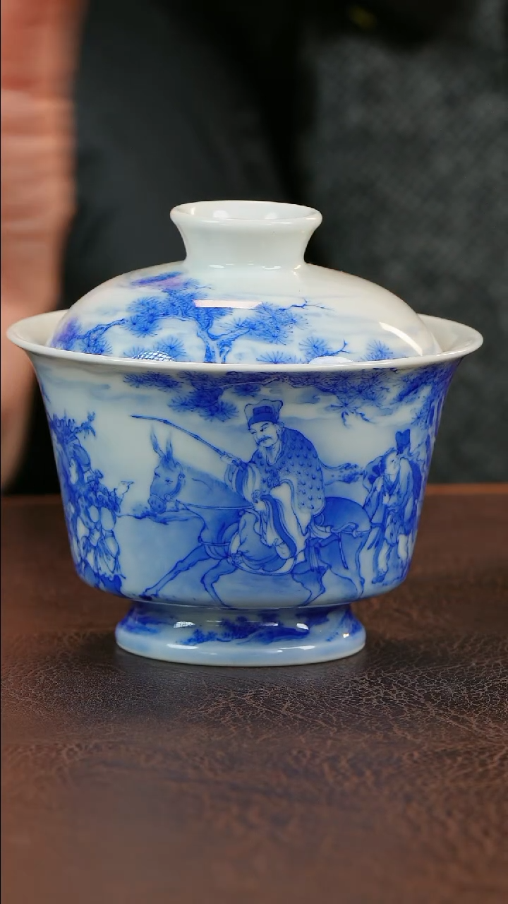 【闪购商品】青山赋人物盖碗陶瓷