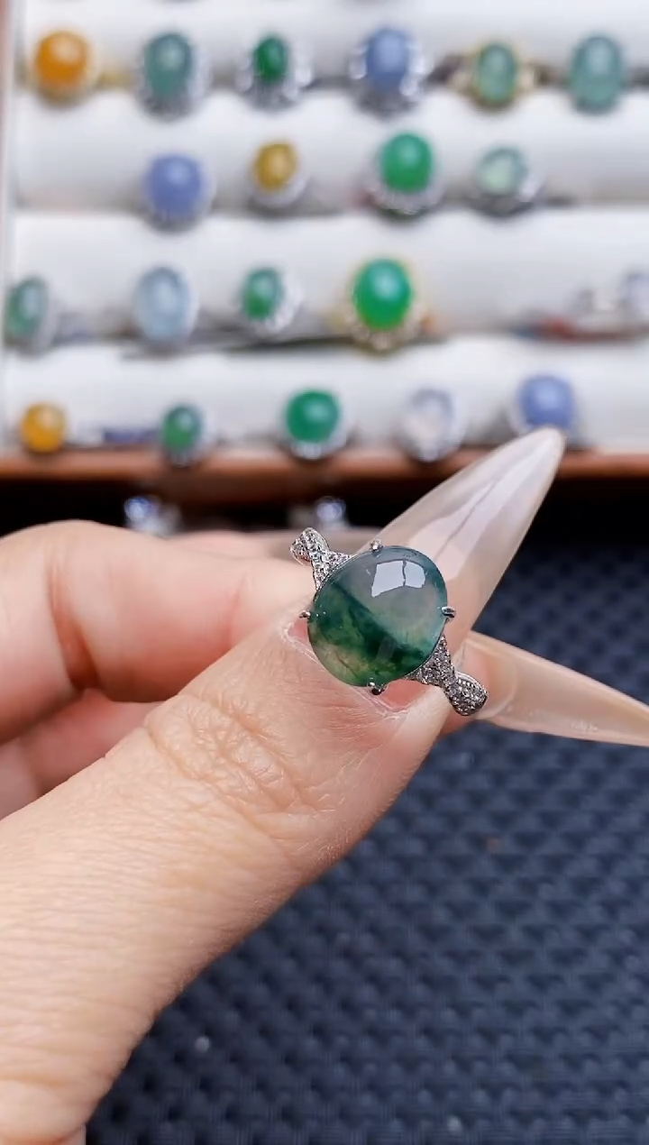 银S925镶嵌戒指翡翠2593