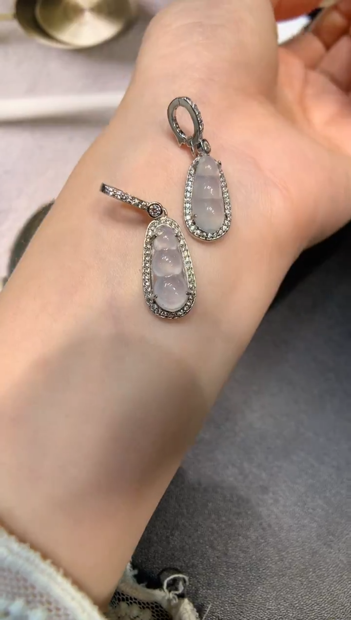 颈饰银S925镶嵌翡翠福豆 多样性发一件