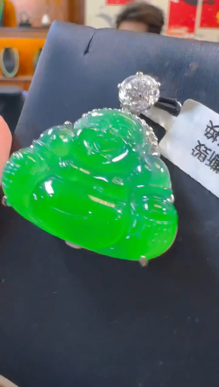 吊坠(赠链)银S925镶嵌翡翠天然A货翡翠