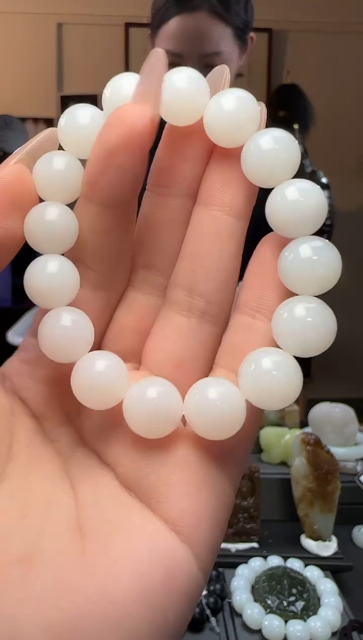 【闪购商品】和田玉白玉圆珠未镶嵌手串