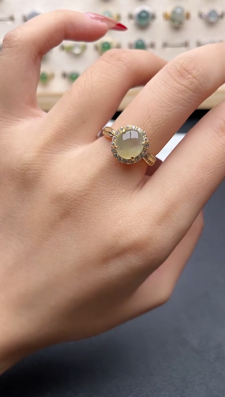 【闪购商品】翡翠戒指银S925镶嵌一物一证一礼盒