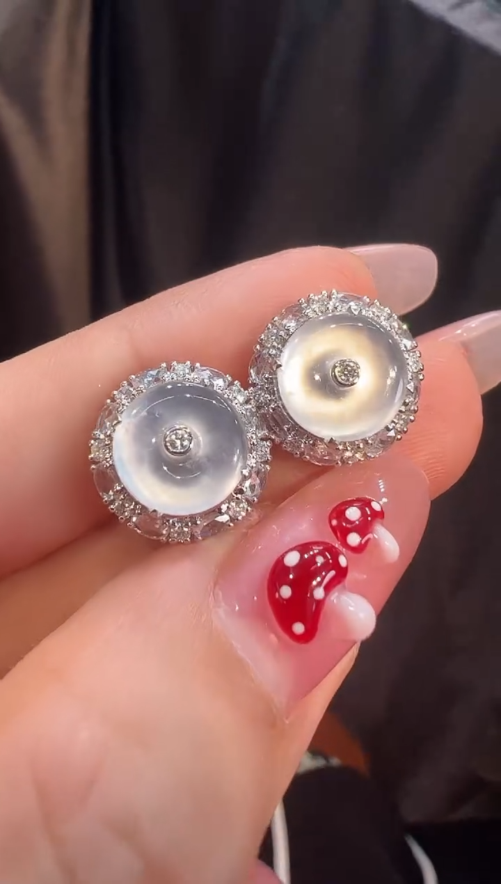 【闪购商品】翡翠耳饰18K金镶嵌耳饰