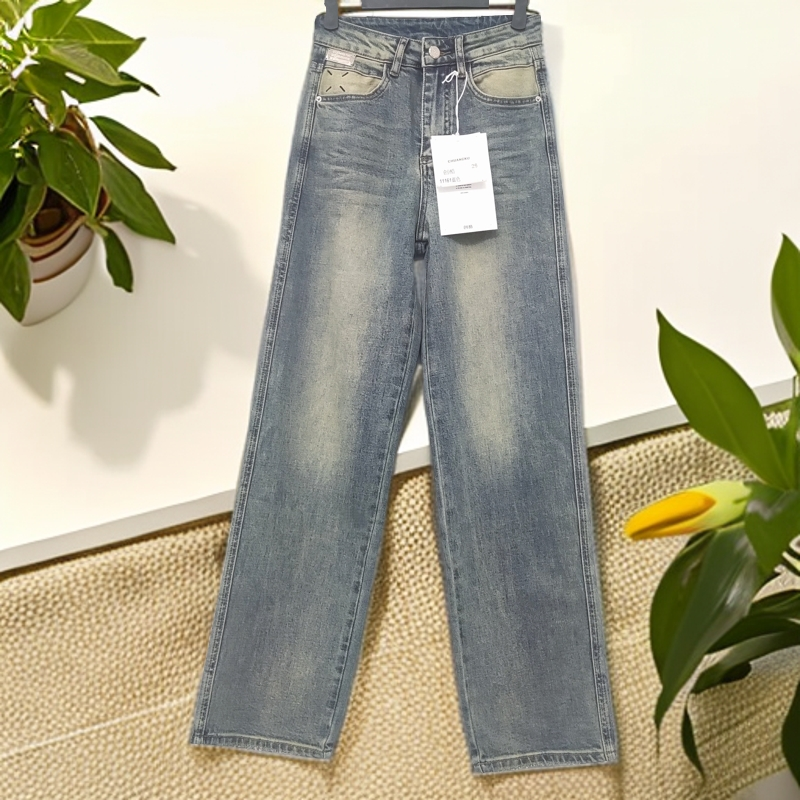 二师兄牛仔春季新款窄版直筒拖地裤11161款J1