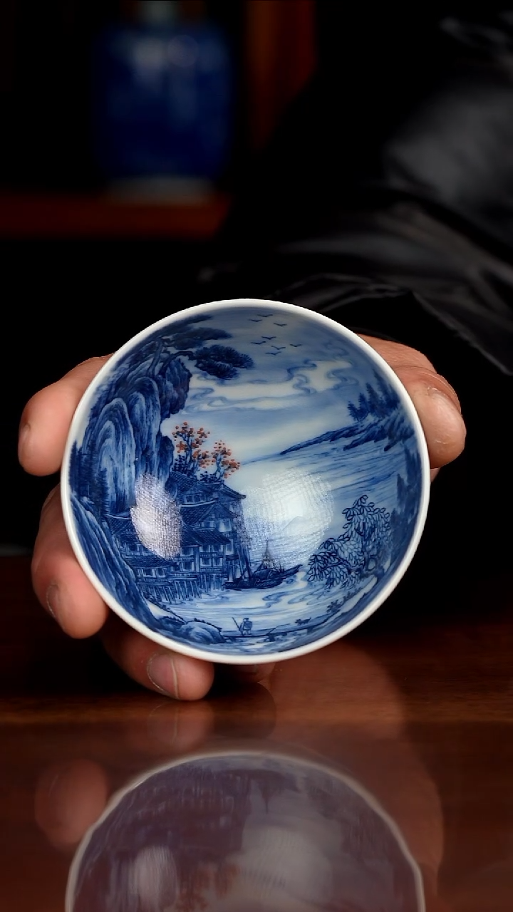景琳藏青花北派山水探幽