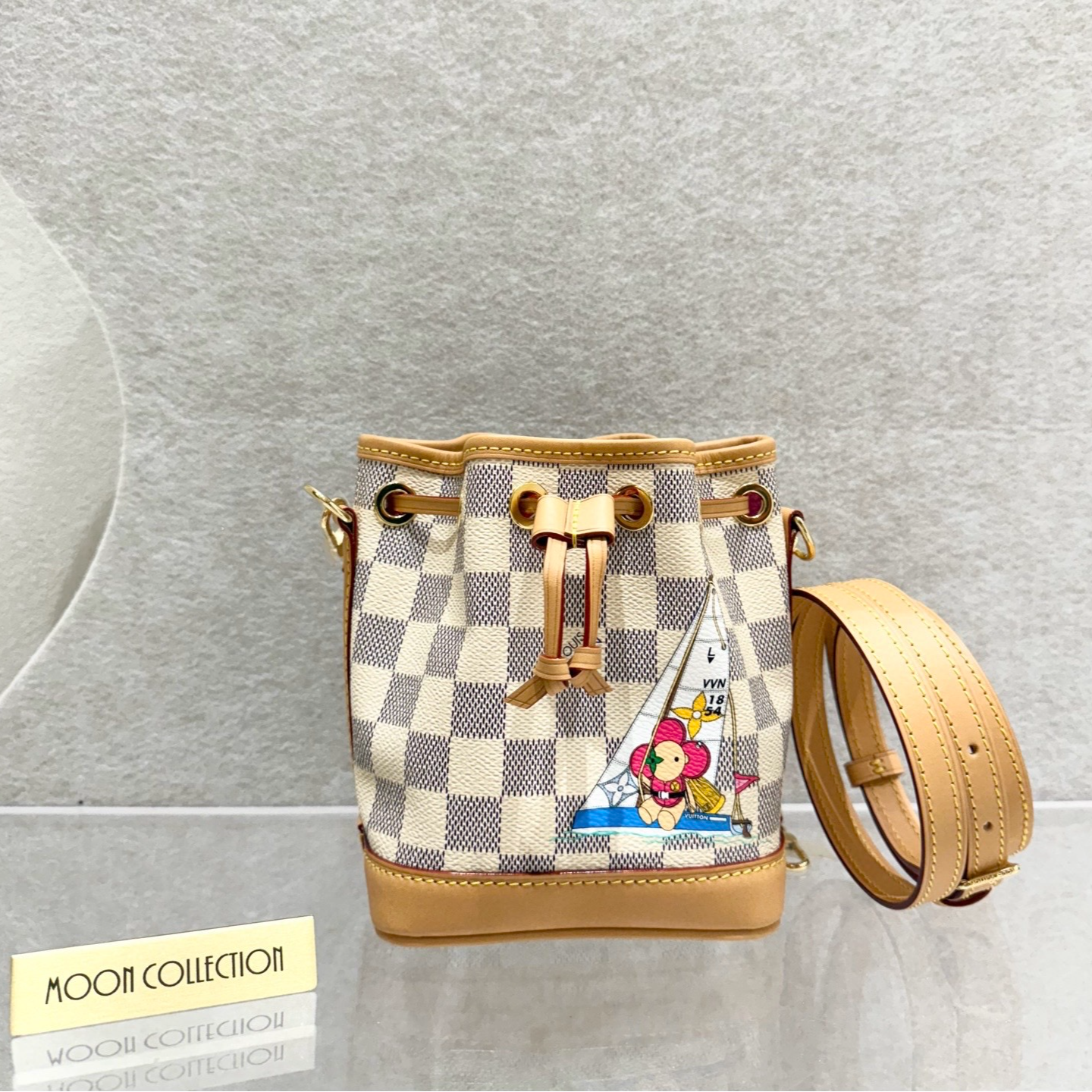 未使用 LouisVuitton/路易威登 圣诞限量 白棋盘格nano noe小水桶