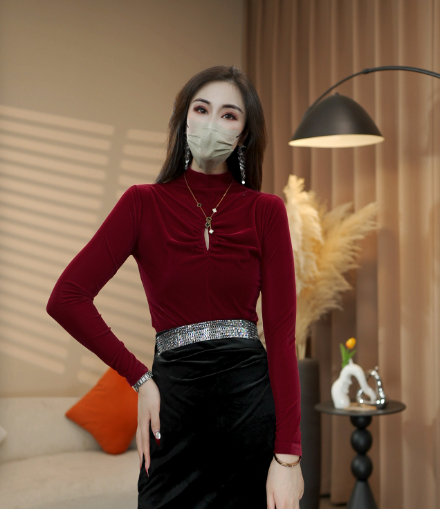 2025新款法式设计感丝绒气质款时尚百搭打底T恤衫