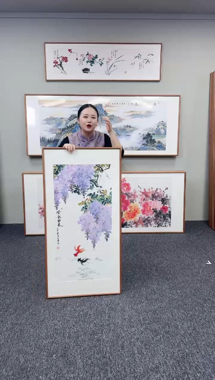 国画紫气东来120*60手绘作品