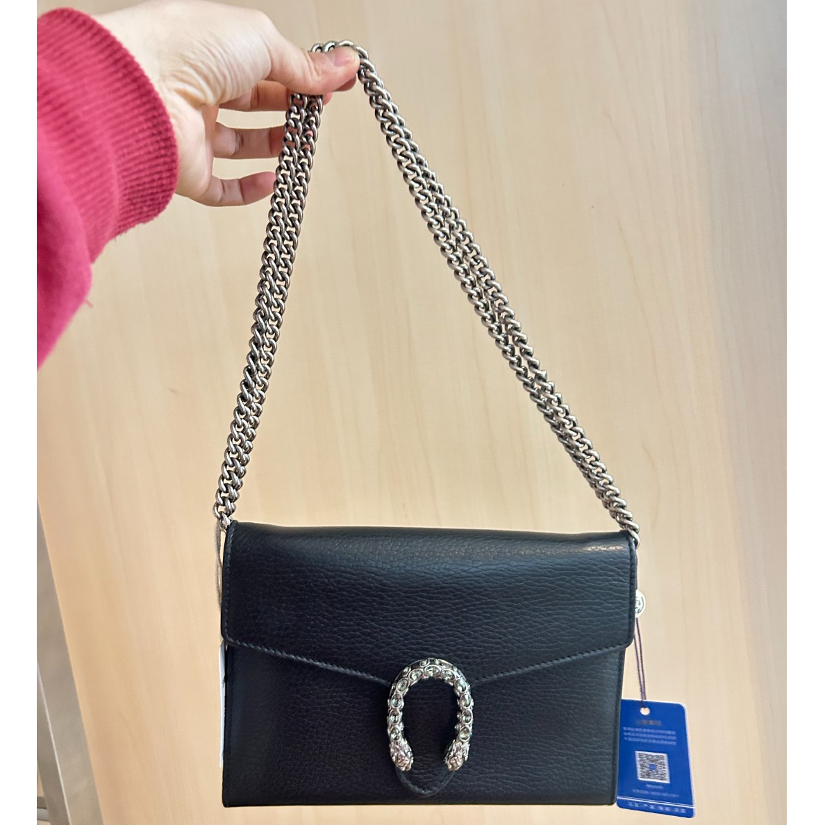 95新 GUCCI/古驰 黑色酒神woc斜跨包/云海优选/61241