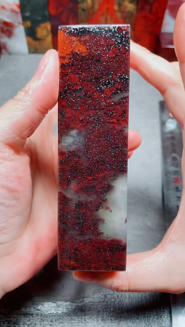 玉桂林鸡血玉素章大地玉化红19