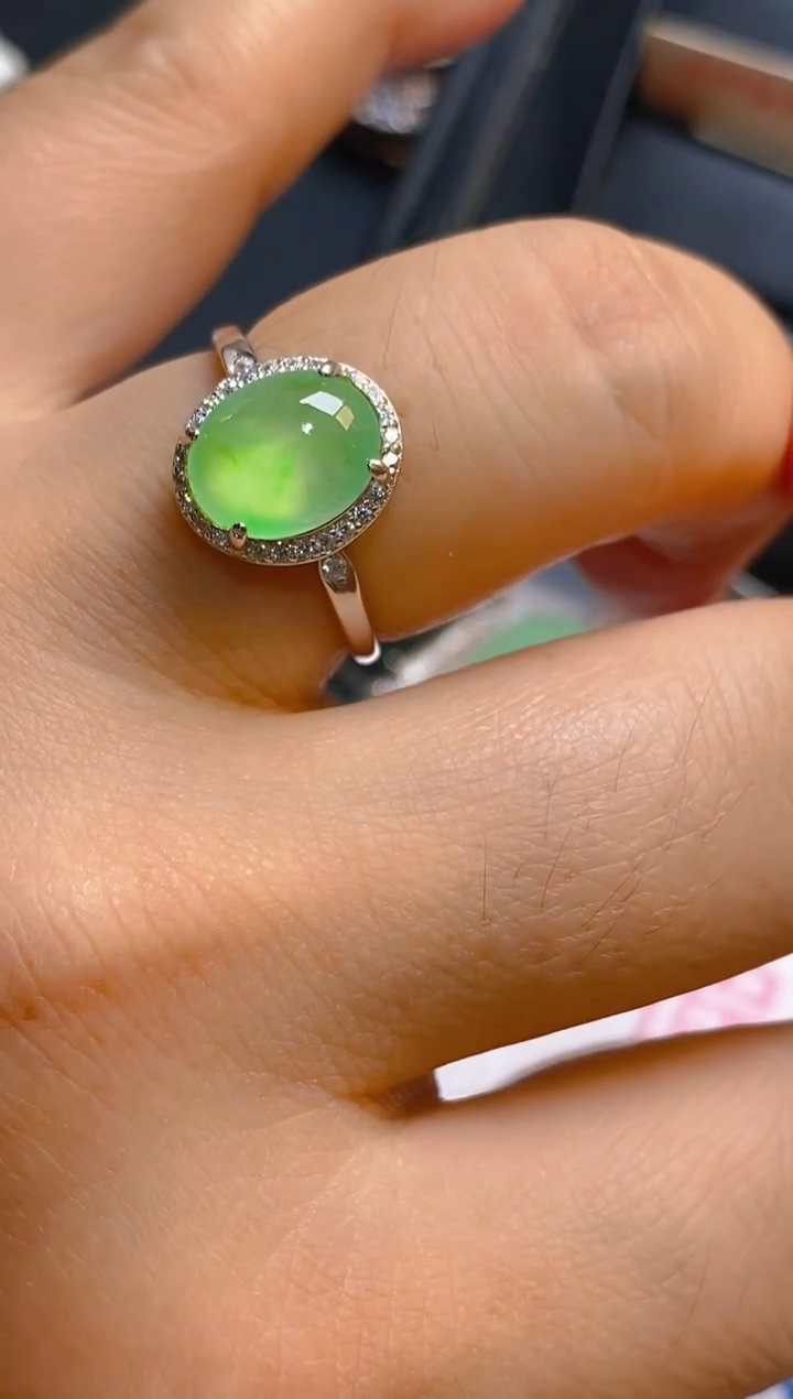 【闪购商品】翡翠耳饰银S925镶嵌天然A货翡翠1