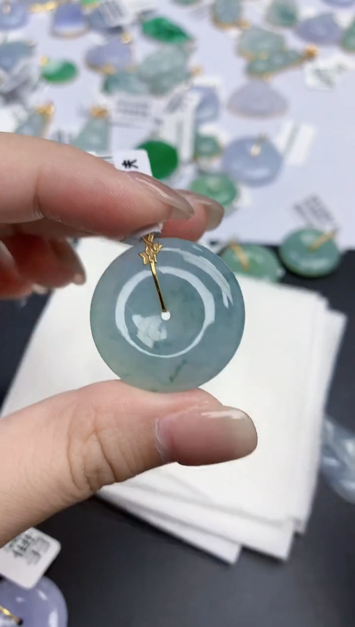 【闪购商品】翡翠颈饰18K金镶嵌天然缅甸翡翠A货