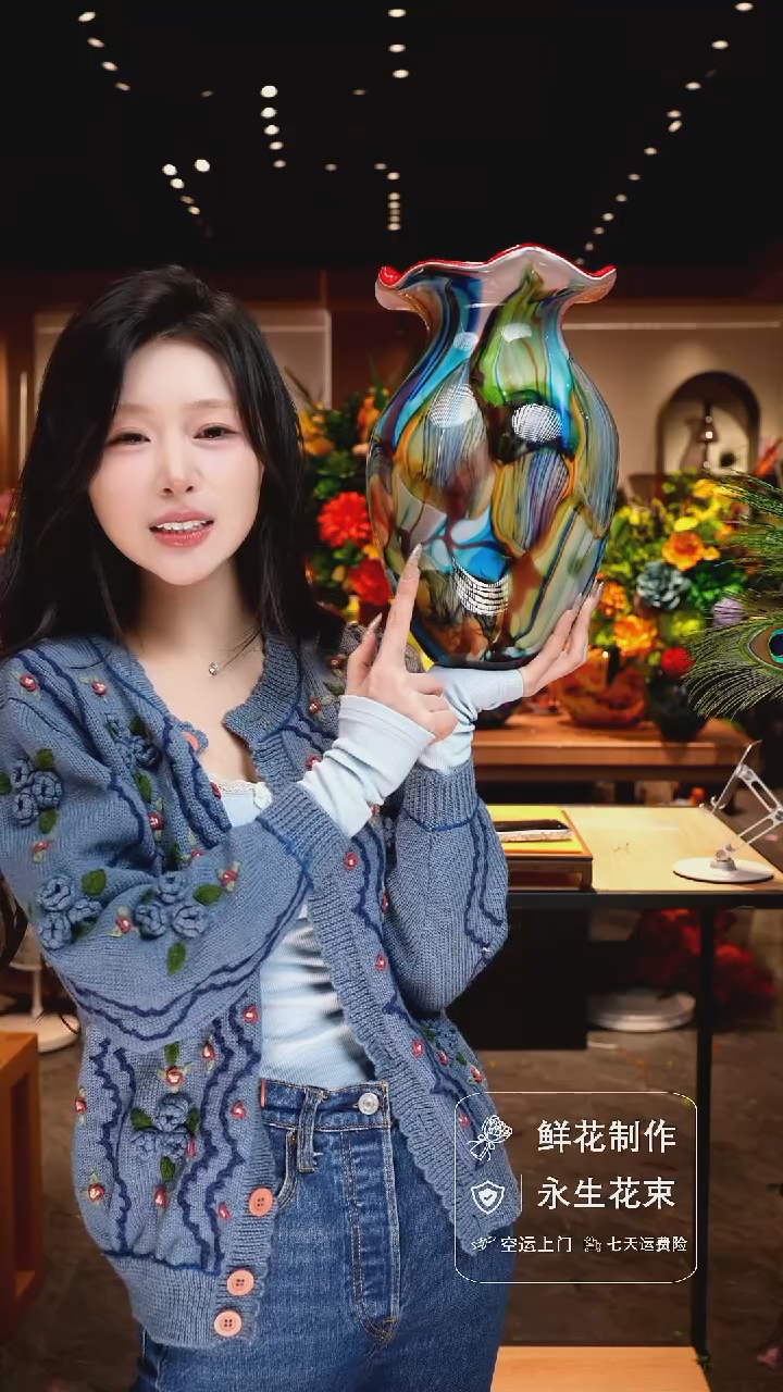 手工艺品琉璃手工花器花束空运包邮送货上门-以图片为准
