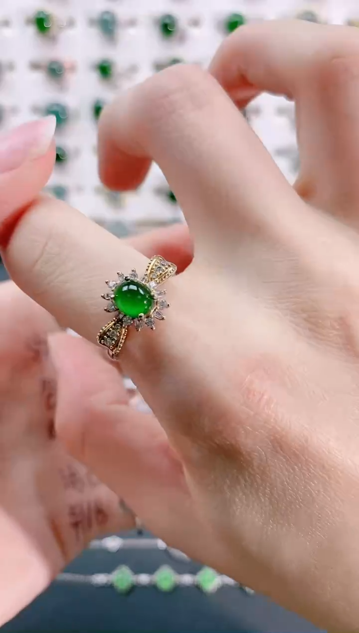 【闪购商品】翡翠戒指银S925镶嵌天然翡翠