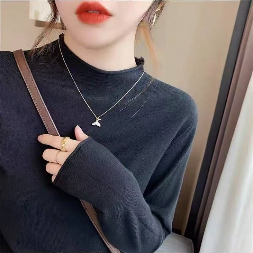 常规款长袖轻熟风女薄款毛针织衫打底衫时尚新复古风