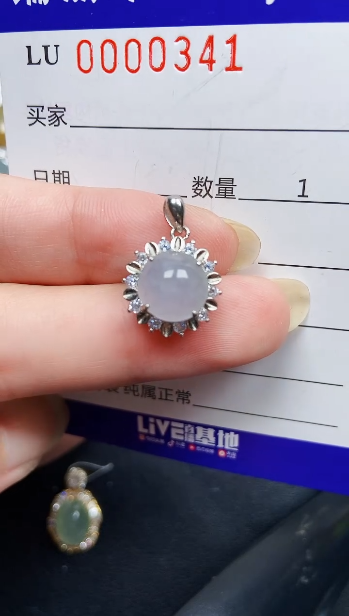 翡翠银S925镶嵌颈饰0341