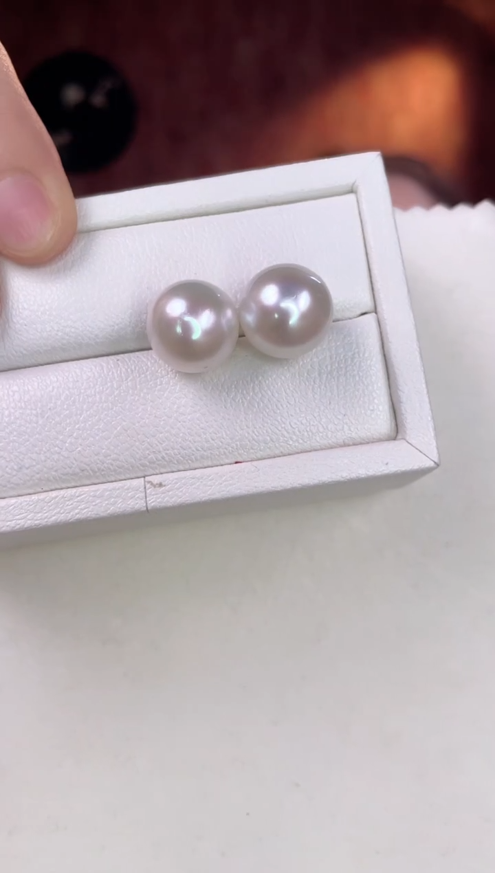 【闪购商品】海水珍珠耳饰18K金镶嵌澳白14-15mm