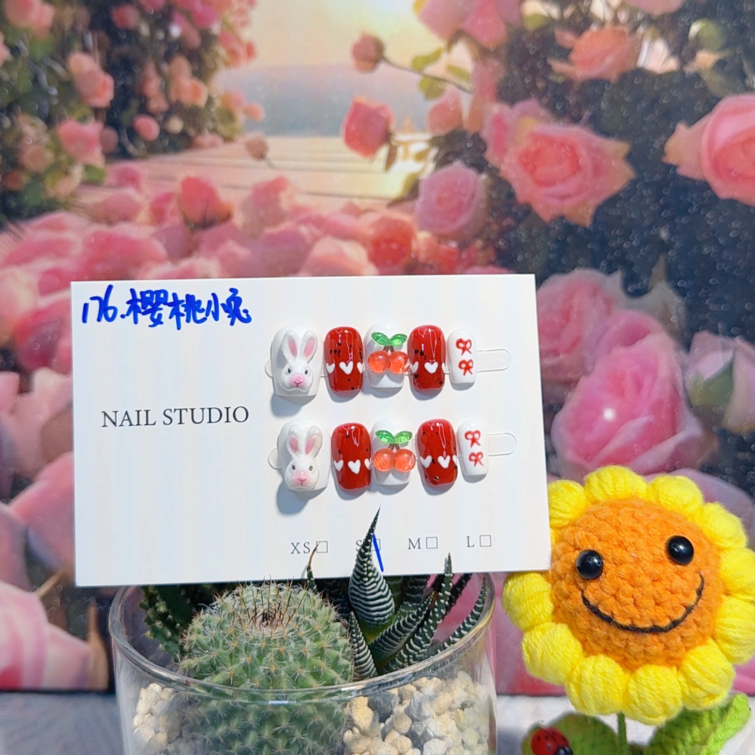 【专属176】《樱桃小兔》可爱清新高品质手工穿戴甲