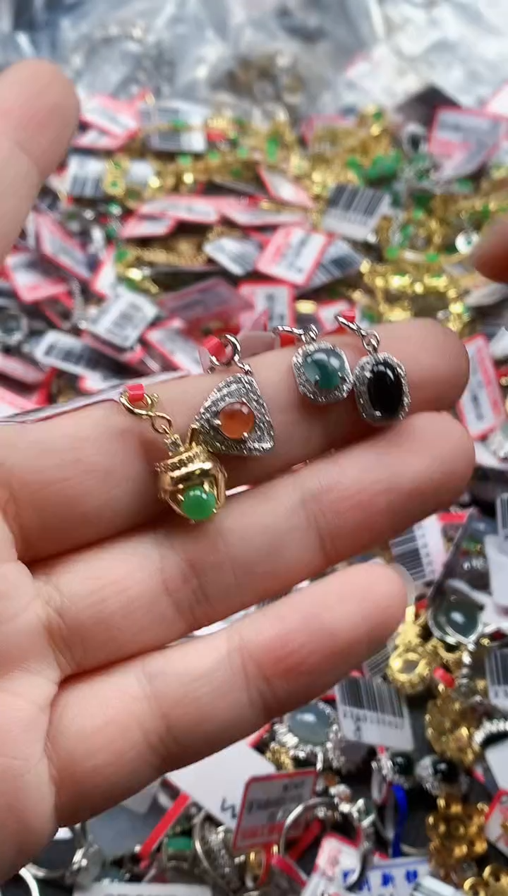 银S925镶嵌戒指翡翠天然A货缅甸翡翠