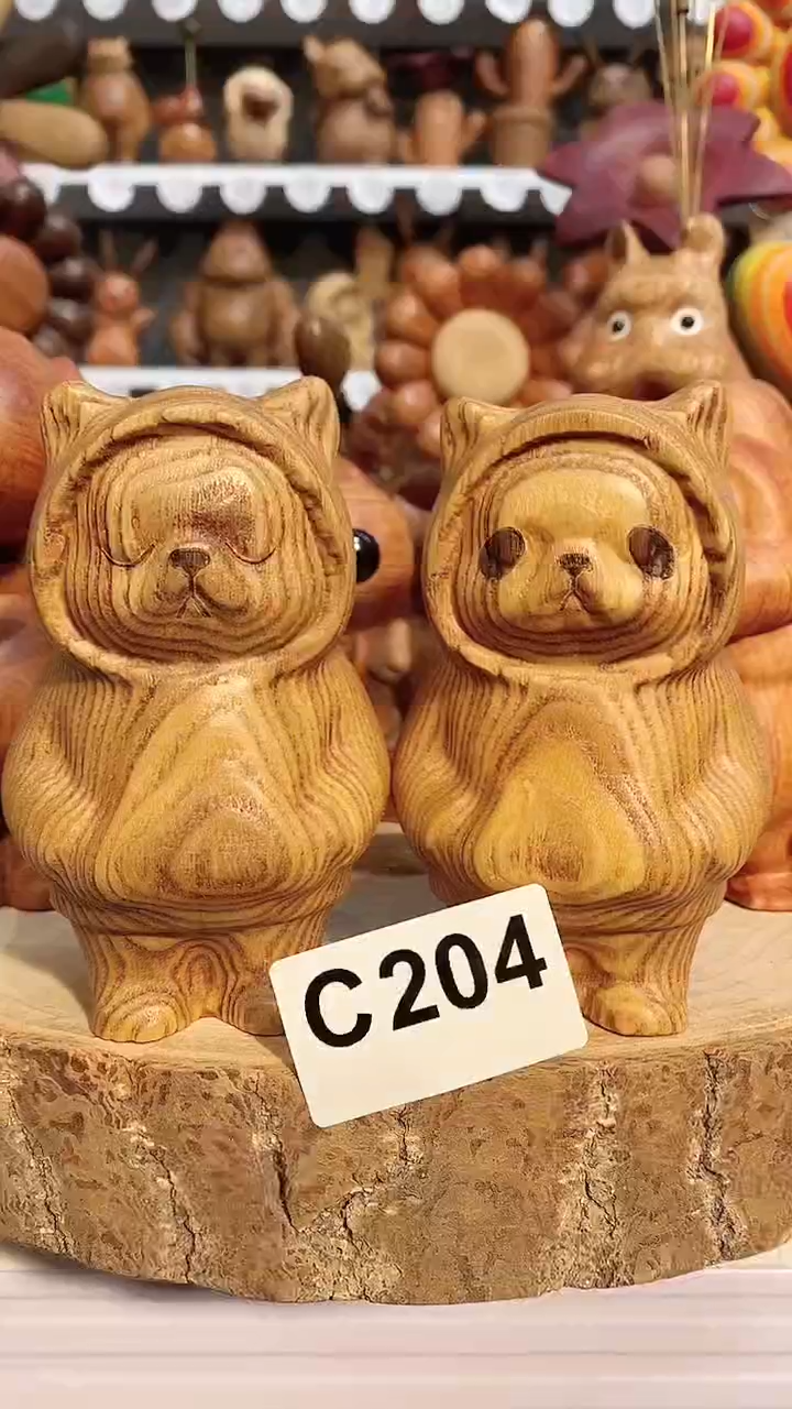 【闪购商品】木木雕摆件可爱卡通
