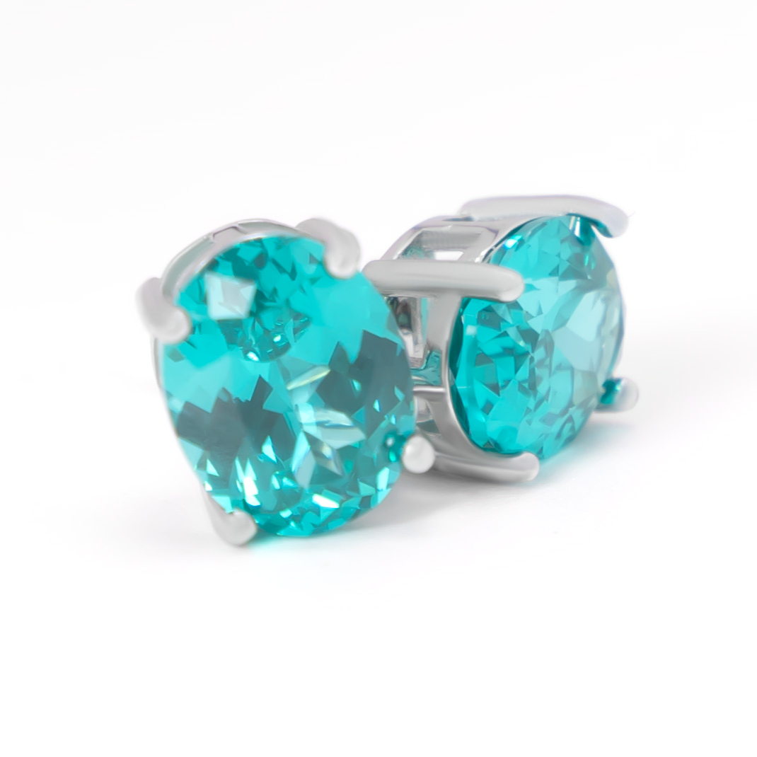 轻奢精致碧玺/帕拉伊巴霓虹蓝绿色925耳钉耳饰-1463