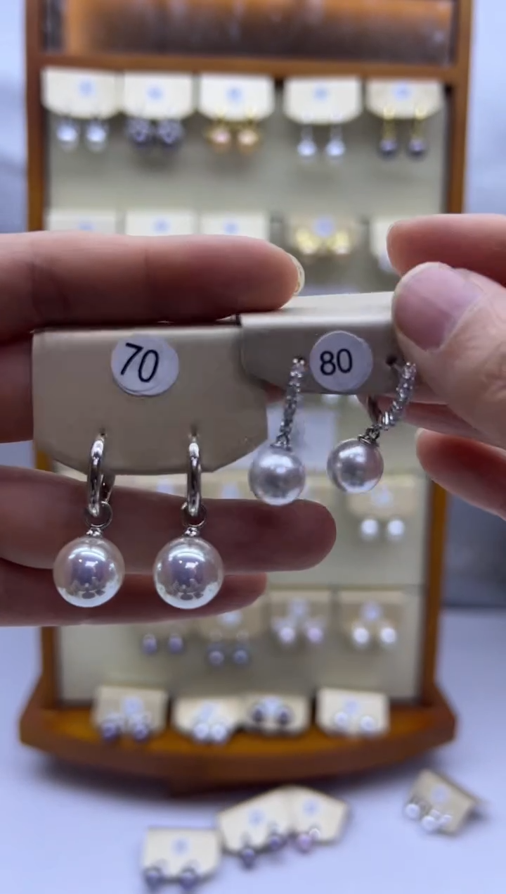 未镶嵌耳饰淡水珍珠70+80