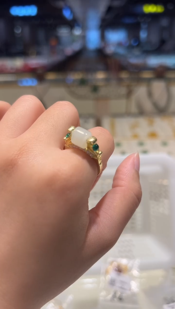 【闪购商品】和田玉戒指银S925镶嵌@@YYT0073