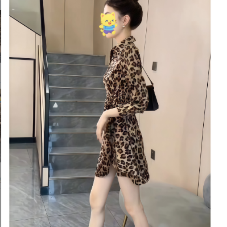 2025豹纹显瘦气质洋气时尚女装连衣裙法式减龄FJ90502