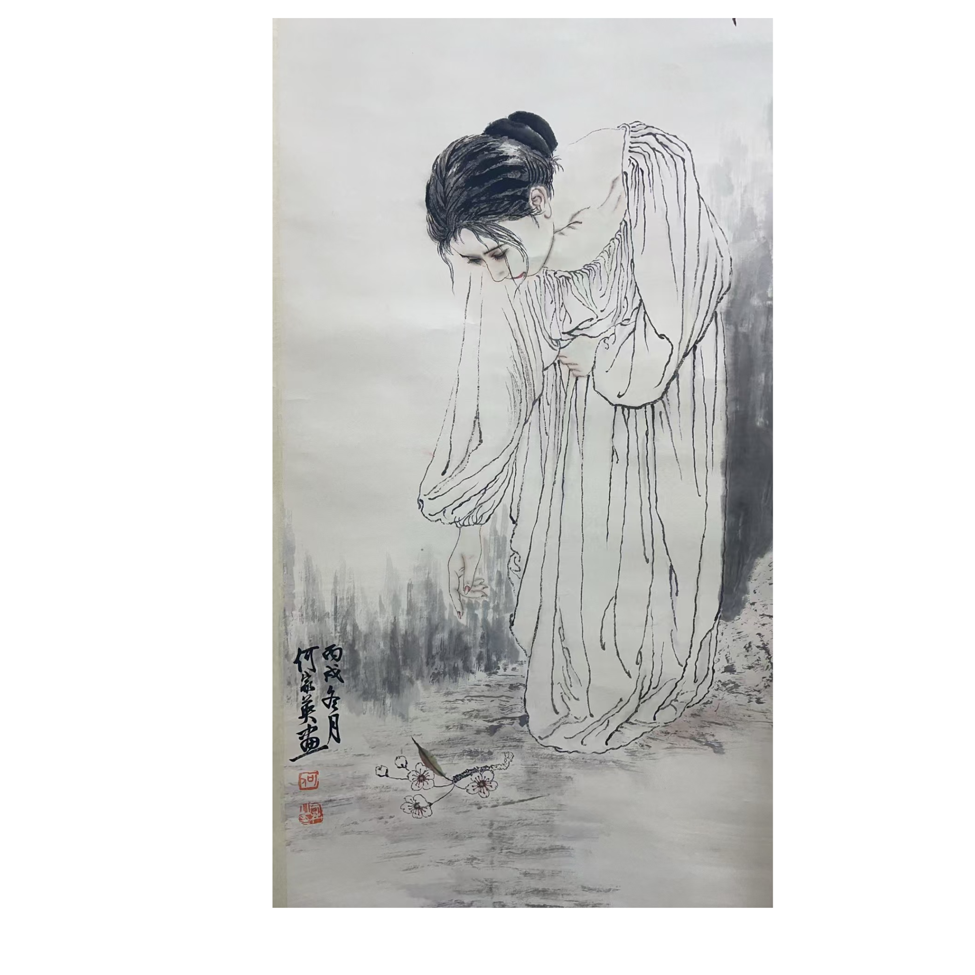 何家英 款 绘画人物立轴100*50平尺4.5
