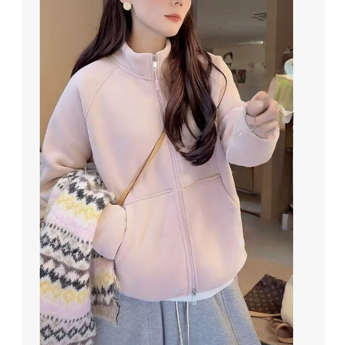 1579定制气质时尚休闲宽松开衫绒卫衣短款外套显瘦网红