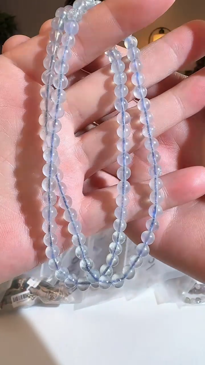【闪购商品】玛瑙/玉髓海蓝宝108三圈手串未镶嵌海蓝宝108三圈手串