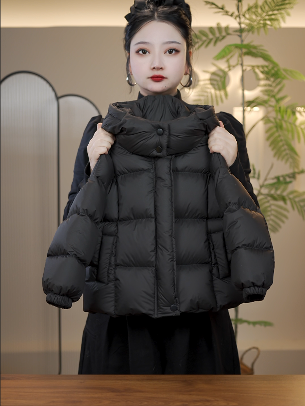 【现货】【小莉】2025款儿童韩版双倍充绒加厚连帽大朵白鸭绒羽绒服