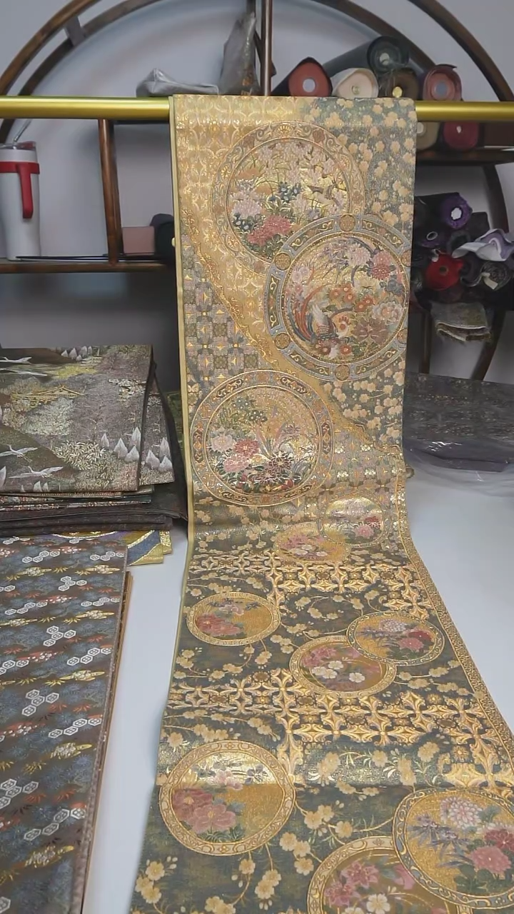 【闪购商品】织绣93西阵织六通花鸟