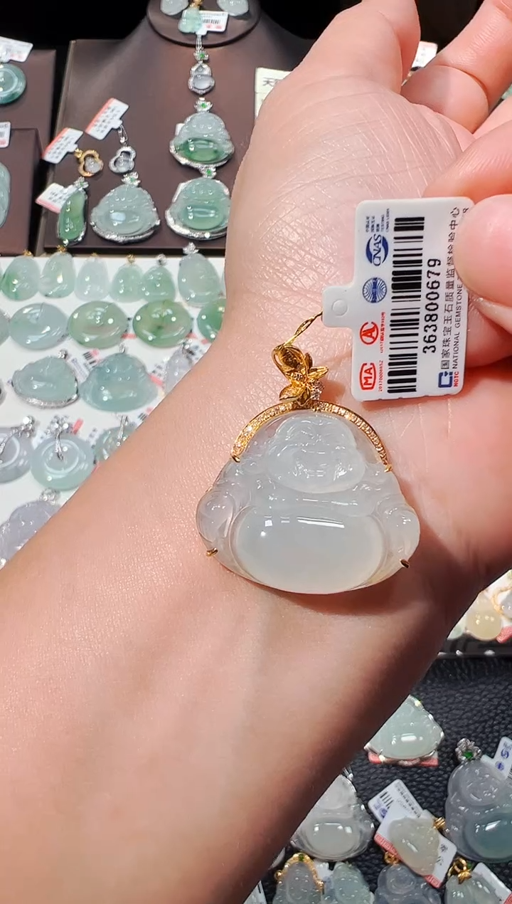 【闪购商品】翡翠吊坠(不含链)18K金镶嵌佛公吊坠679