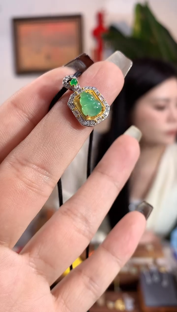 翡翠银S925镶嵌吊坠(不含链)吊坠