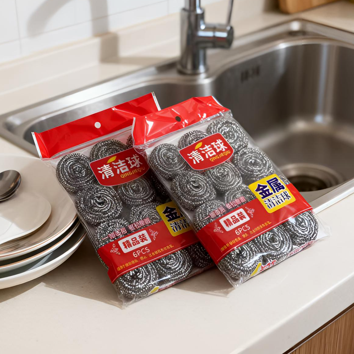 家用12个清洁球.洗碗钢丝球洗锅#使用不掉渣