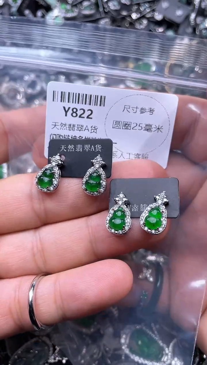 【闪购商品】翡翠颈饰未镶嵌Y822耳钉 多样性发其一