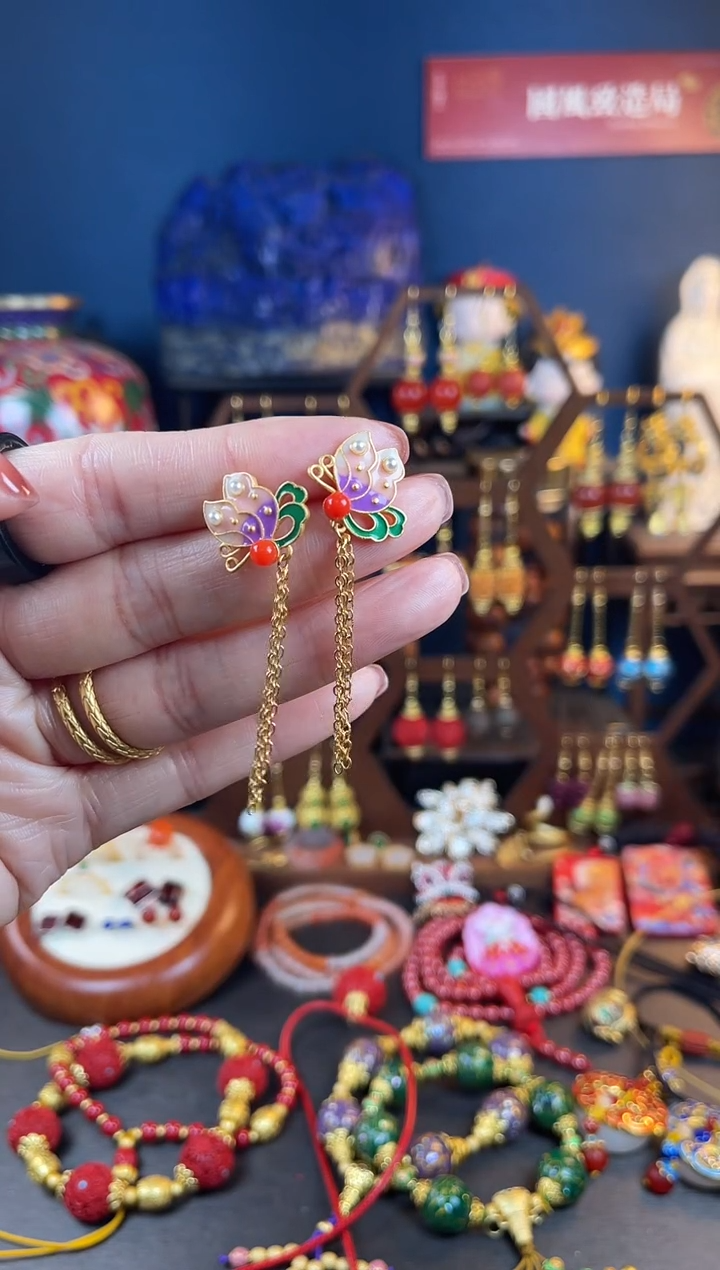 【闪购商品】178号珐琅景泰蓝耳钉