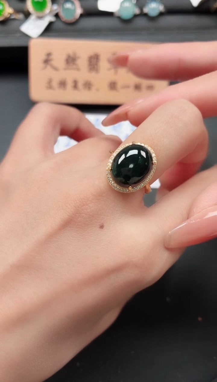 银S925镶嵌戒指翡翠111