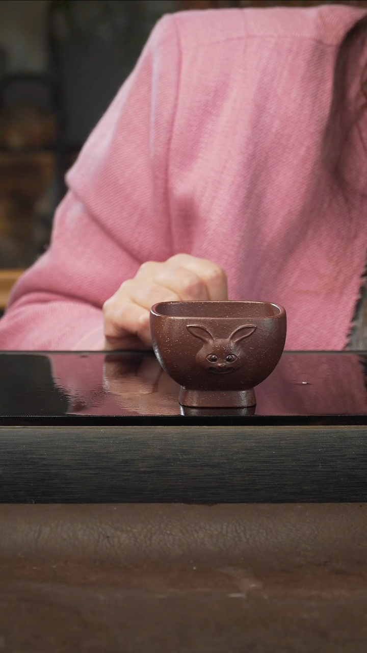 茶壶紫砂8 方兔杯 紫玉金砂 90cc